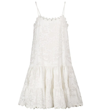Juliet Dunn Scalloped Palladio Block-print Cotton Dress In White