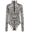 Acne Studios Stretch-lace Turtleneck Bodysuit In Black