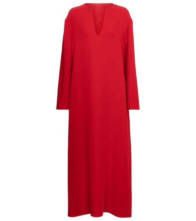 Valentino Long Sleeve Silk Cady Couture Caftan Gown In Red