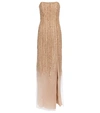 MARCHESA NOTTE EMBELLISHED STRAPLESS GOWN,P00539663