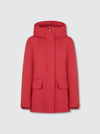 Save The Duck Women's Hooded Winter Parka In Smeg In Red