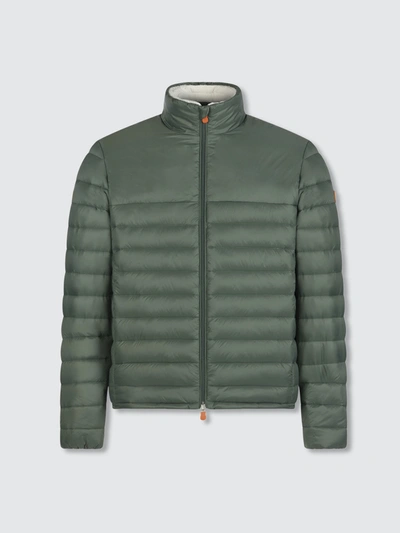 Save The Duck Men's Jacket In Giga With Faux Sherpa Lining In Green