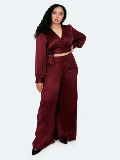 Luvmemore Roobios Isa Wrap Top And Dora Pants Two Piece Set In Red
