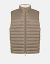 Save The Duck Men's Vest In Giga With Faux Sherpa Lining In Brown
