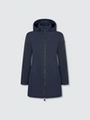 Save The Duck Women's Matt Classic Rain Coat With Detachable Hood In Blue