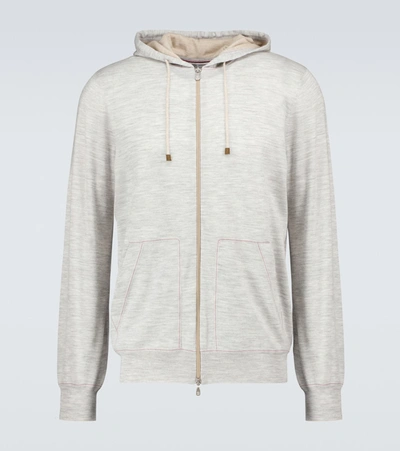 Brunello Cucinelli Zipped Hooded Sweater In Grey