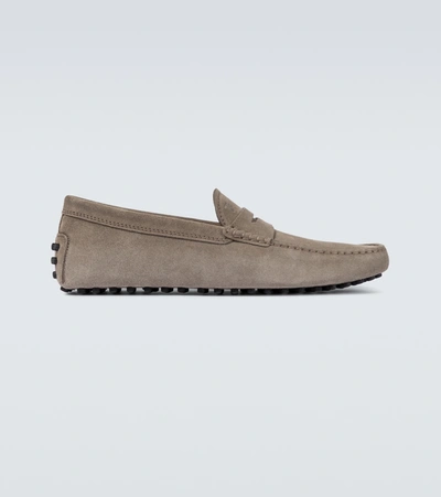 Tod's Gommino Nubuck Driving Shoes In Brown