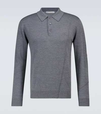 A-cold-wall* Knitted Merino Wool Polo Sweater In Grey