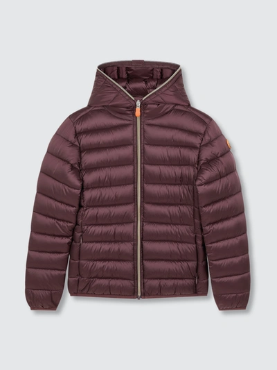Save The Duck Kids'  Quilted Girls Hooded Jacket In Iris In Brown