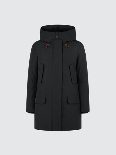 Save The Duck Women's Hooded Parka With Foldable Hood In Black