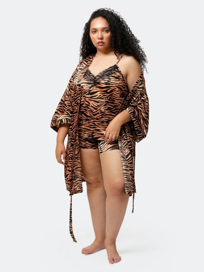 Luvmemore Tiger Print Nicolette Loungewear Set In Brown