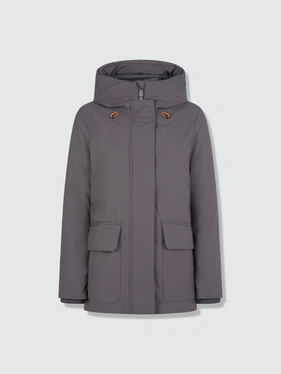 Save The Duck Women's Hooded Winter Parka In Smeg In Grey