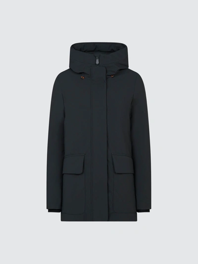 Save The Duck Women's Hooded Winter Parka In Smeg In Black