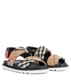 BURBERRY VINTAGE CHECK COTTON AND LEATHER SANDALS,P00529352