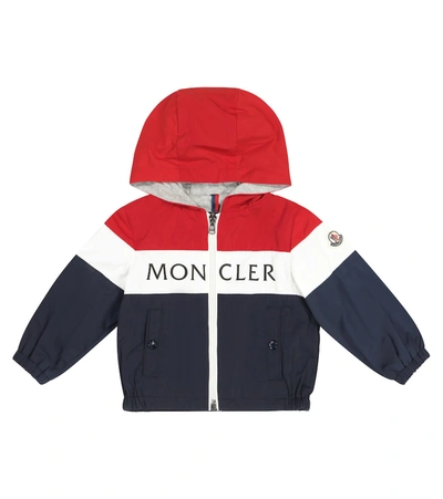 Moncler Multicolor Dard Jacket For Babyboy With Logo In Blue