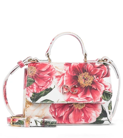 Dolce & Gabbana Kids' Floral Leather Shoulder Bag In Pink