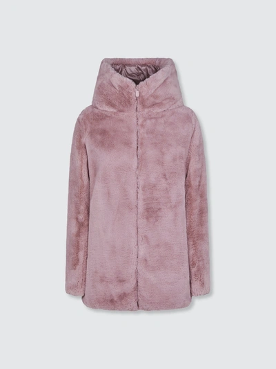Save The Duck Women's Fury Reversible Faux Fur Hooded Coat In Pink