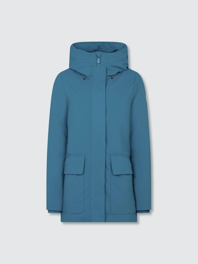 Save The Duck Women's Hooded Winter Parka In Smeg In Blue