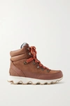 Sorel Kinetic Conquest Felt-trimmed Waterproof Suede And Leather Ankle Boots In Tan