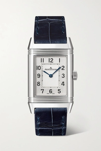 Jaeger-lecoultre Reverso Classic Small 35.8mm X 21mm Stainless Steel And Alligator Watch In Silver