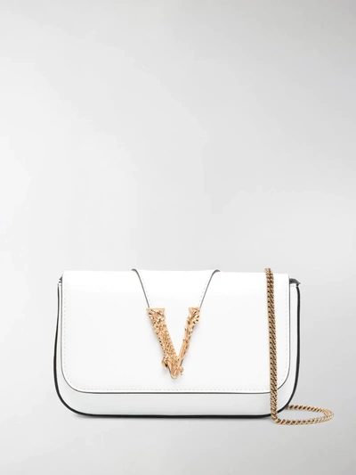 Versace Mini Vitello Crossbody Bag In White