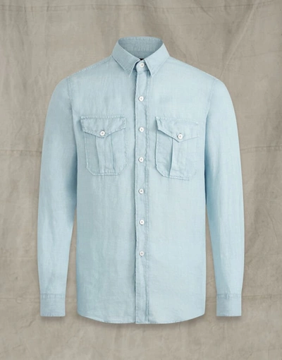 Belstaff Cadet Linen Shirt In Blue