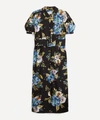 Erdem Frederick Belted Floral-print Cotton-poplin Midi Shirt Dress In Blue