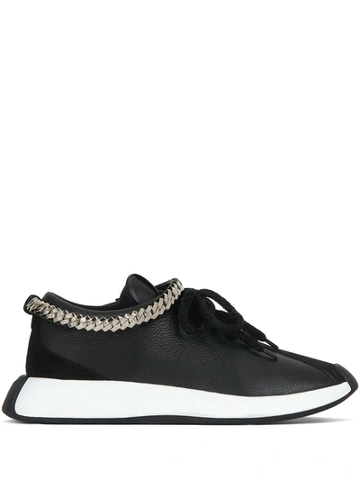 Giuseppe Zanotti Ferox Chain-detail Leather Trainers In Black