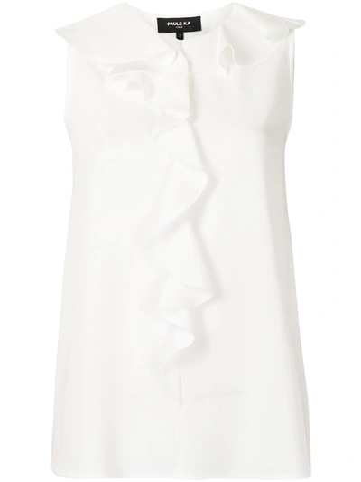 Paule Ka Ruffle-embellished Crepe Top In White