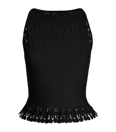 Alaïa Sleeveless Openwork Knit Top In Noir