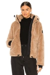 Sam Bailey Hooded Fleece Puffer Coat In Camel