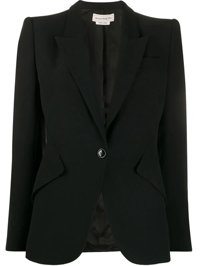 Alexander Mcqueen Upside-down Lapel Jacket In Black