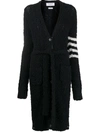 THOM BROWNE 4-BAR BOUCLE CABLE CARDIGAN