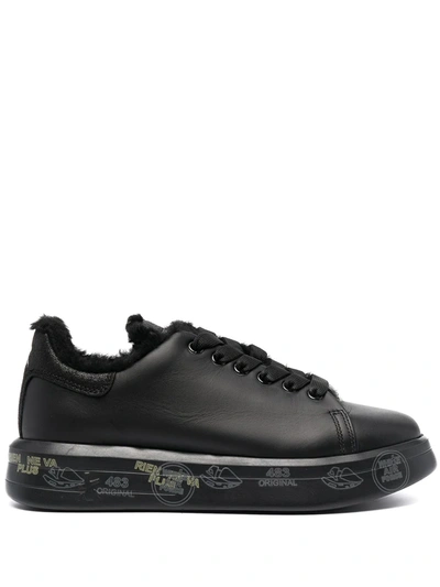 Premiata Shearling-lined Lace-up Trainers In Schwarz 1