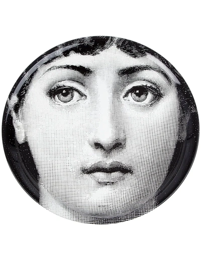 Fornasetti Portrait Round Plate In Black