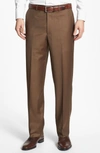 SANTORELLI LUXURY FLAT FRONT WOOL TROUSERS,606192522643