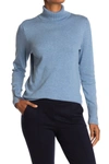 Joseph A Turtleneck Button Sleeve Pullover Sweater In Denim Heather
