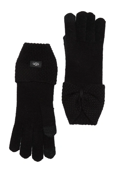 Ugg Bow Wool Blend Tech Glove In Black