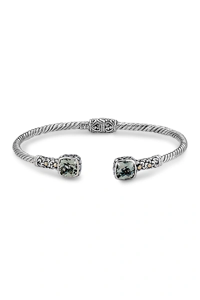 Samuel B Jewelry Samuel B. Sterling Silver & 18k Yellow Gold Green Prasiolite Bangle Bracelet