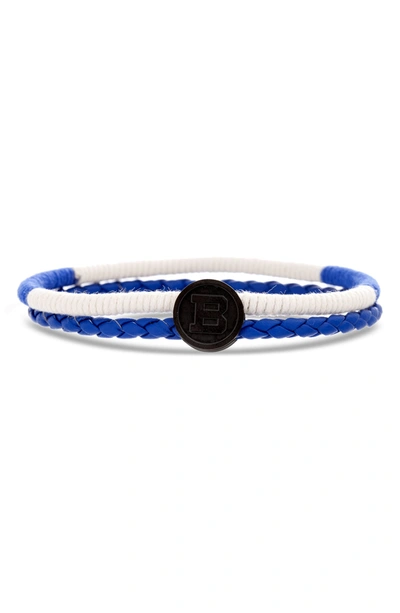 Ben Sherman Leather & Cord Bracelet In White/royal Blue