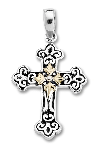 Samuel B Jewelry Sterling Silver & 18k Yellow Gold Cross Pendant In Silver And Gold