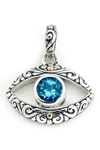 Samuel B Jewelry Samuel B. 18k Gold & Sterling Silver Blue Topaz Evil Eye Pendant In Blue