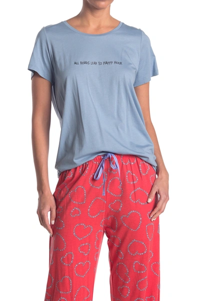 Hue All Roads Graphic Pajama T-shirt In Faded Denim