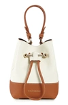 Strathberry Lana Osette Bicolor Leather Crossbody Bucket Bag In Vanilla/ Tan-vanilla Stich