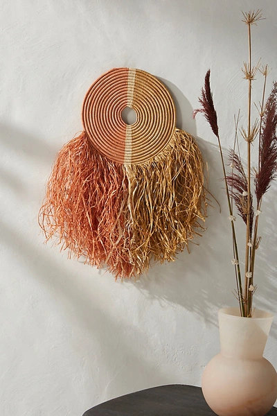 All Across Africa Fringed Disc Wall Hanging In Orange
