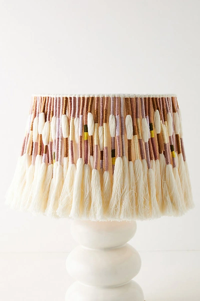 Anthropologie Corrine Tasseled Lamp Shade By  In Pink Size L