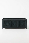 Anthropologie Handcarved Lombok Storage Bench In Blue
