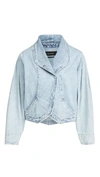 Isabel Marant Pauline Cropped Acid-wash Denim Jacket In Light Blue