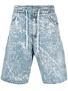 Msgm Denim Shorts With Drawstring In Blue