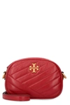 Tory Burch Kira Chevron Small Leather Camera Crossbody In Redstone/rolled Brass